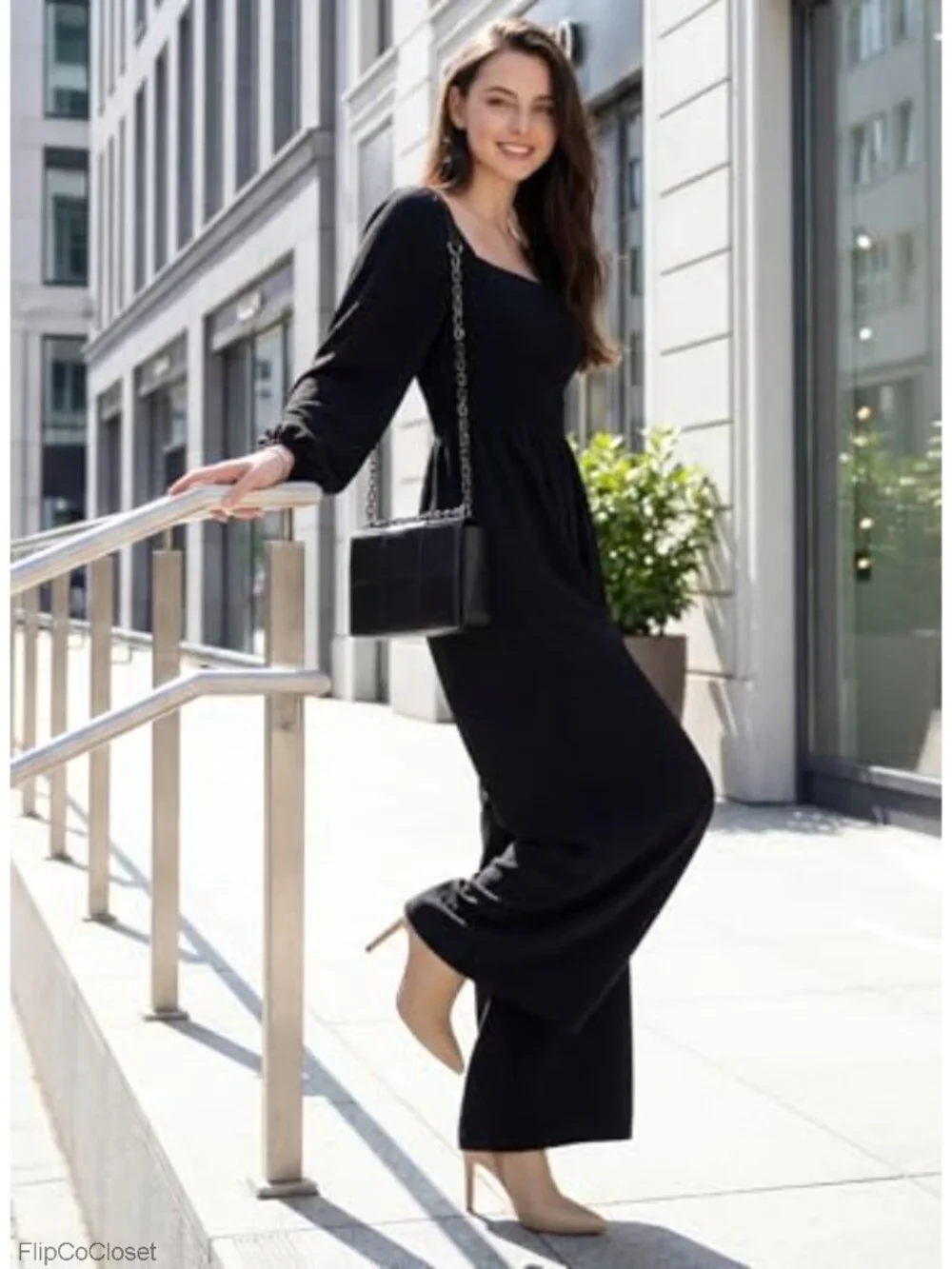 Womens Jumpsuit One Piece Long Sleeve Wide Leg Casual Romper